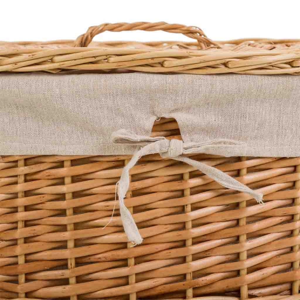 Set di 3 cestini in vimini foderati marroni