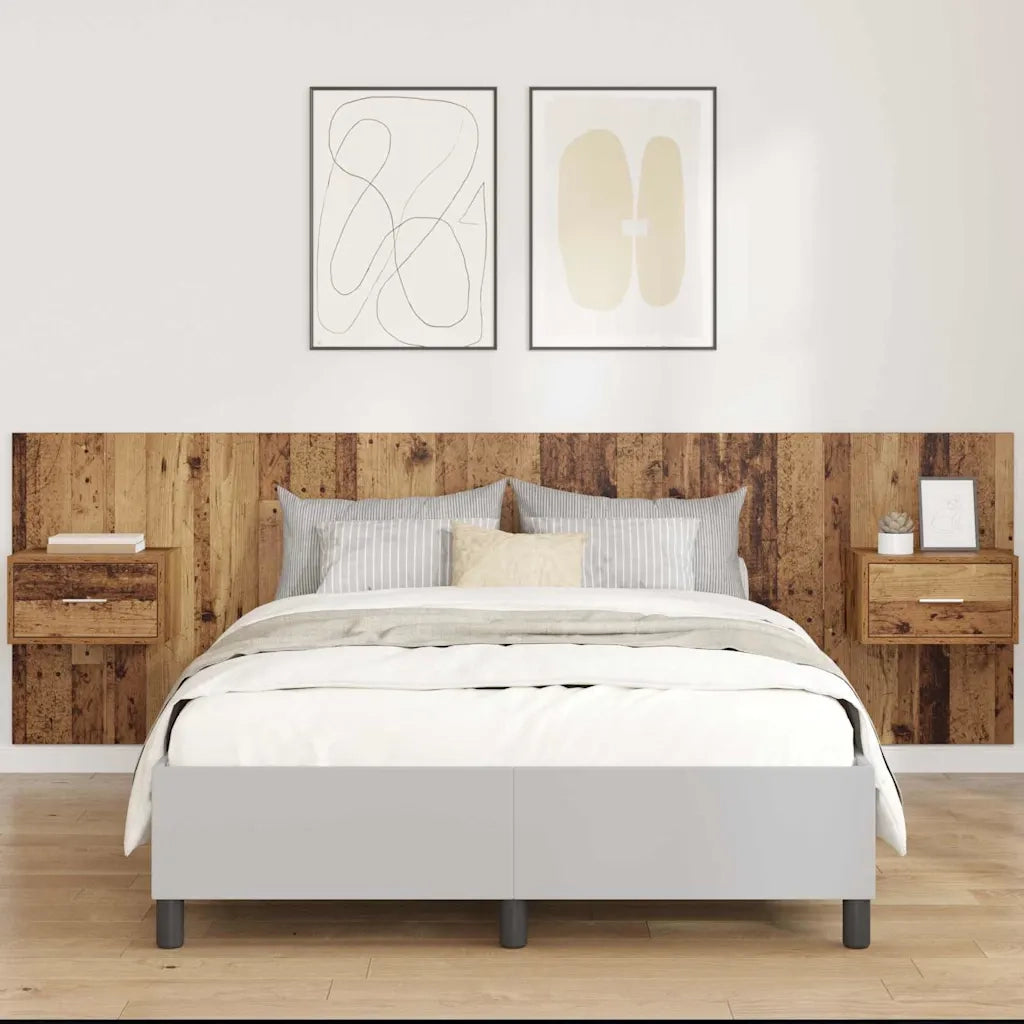Testata con Comodino 3 pcs Legno vecchio Legno multistrato 3415742