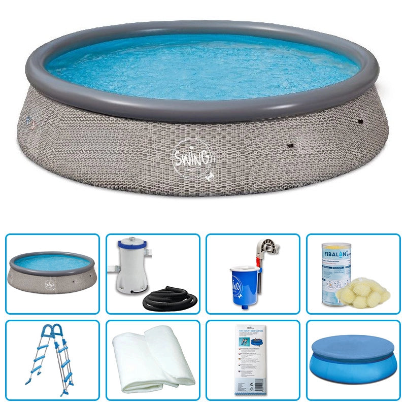 Piscina Fuori Terra Gonfiabile Swing Quick Wicker  3,66 X H 0,91 M - Kit Pro