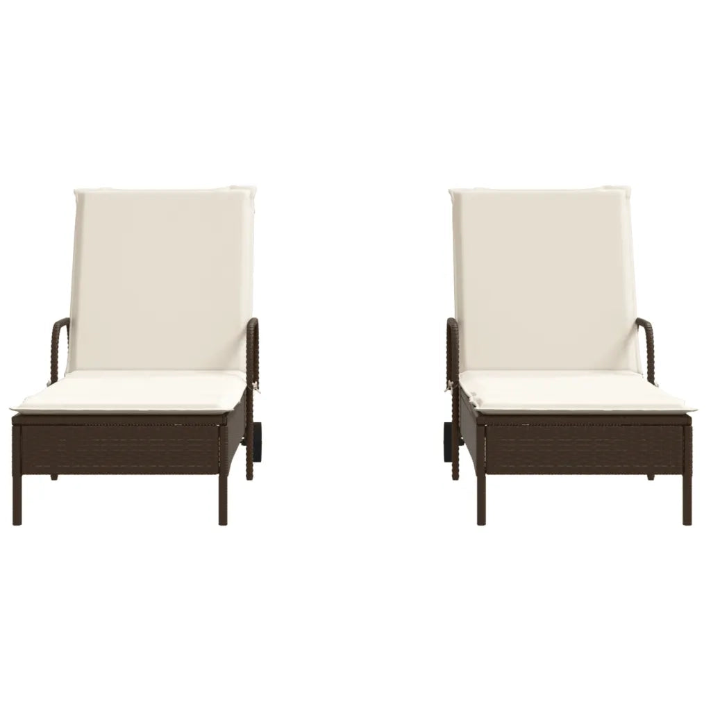 Lettini Prendisole 2 pz con Cuscini Marrone in Polyrattan 3261435