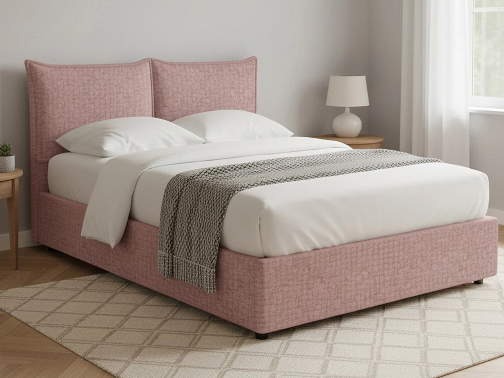 Penzance, Letto Piazza e Mezza Sfoderabile Made in Italy, Rosa