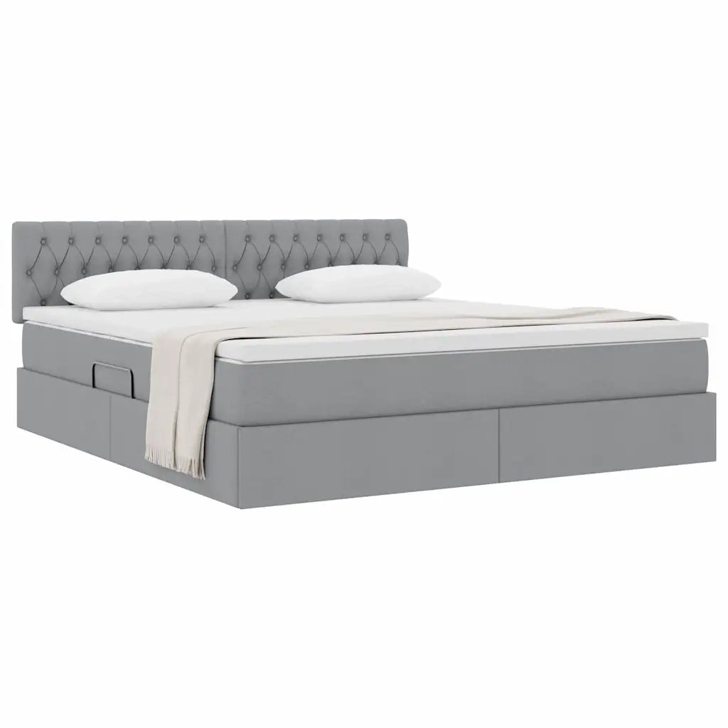 Letto con contenitore e materasso Grigio chiaro 180 x 200 cm