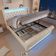 Letto imbottito con LED, ricarica USB e contenitore idraulico