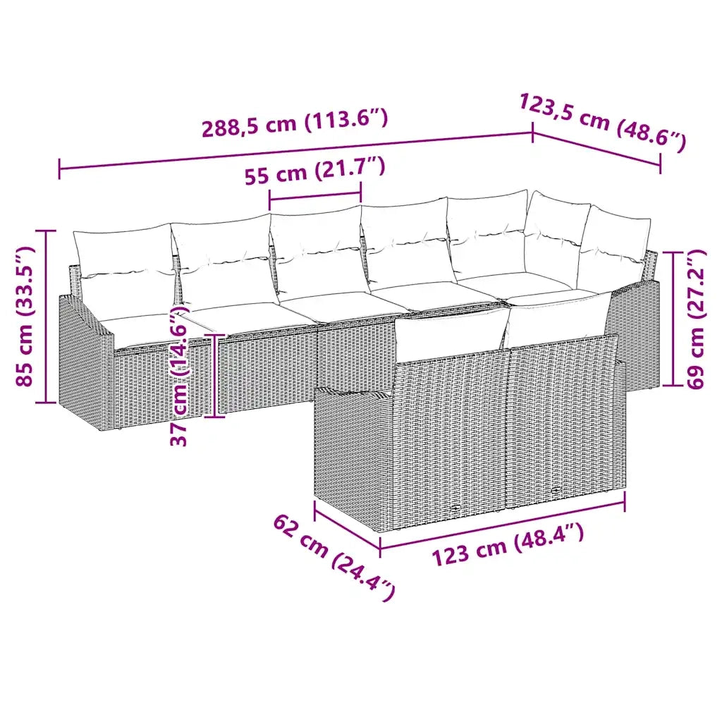 Set di divani con cuscino 8 pcs Grigio polyrattan 3346769