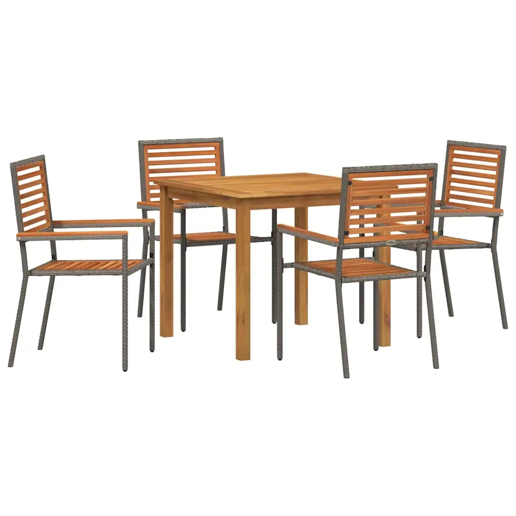 Set da Pranzo per Giardino 5 pcs Grigio