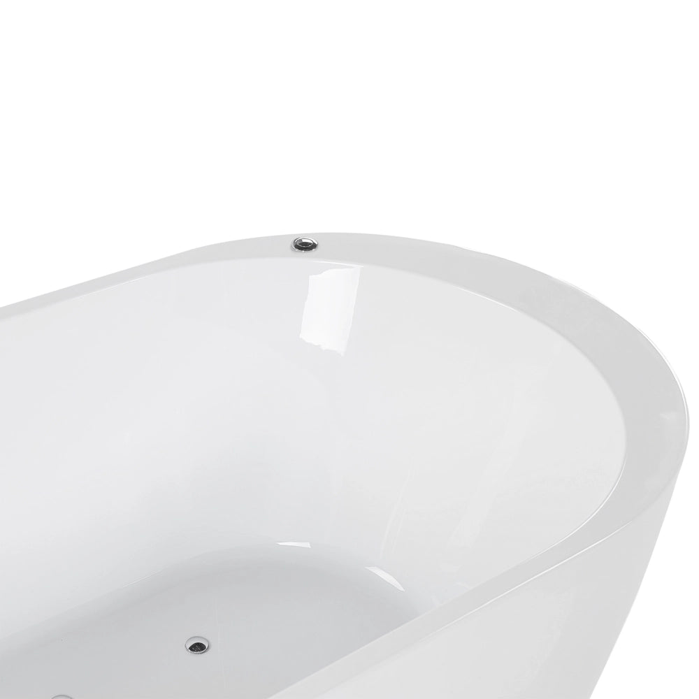 Vasca Idromassaggio Freestanding Bianco Sanitario Acrilico Illuminato a LED Ovale Singola 170 x 80 cm