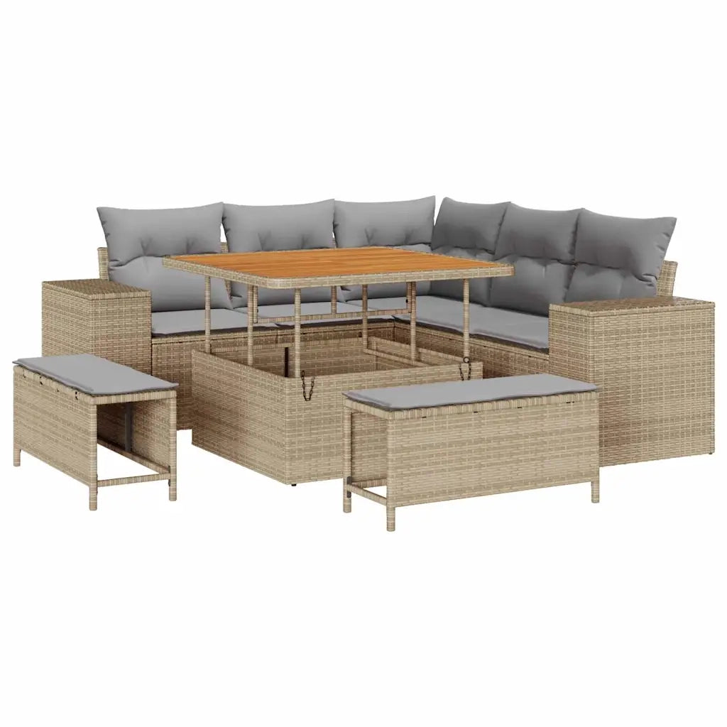 Set Divano da Giardino 8 pcs Beige e Grigio Chiaro polyrattan 3363947