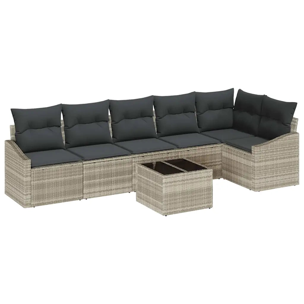 Set di divani con cuscino 7 pcs Grigio chiaro polyrattan 3346752