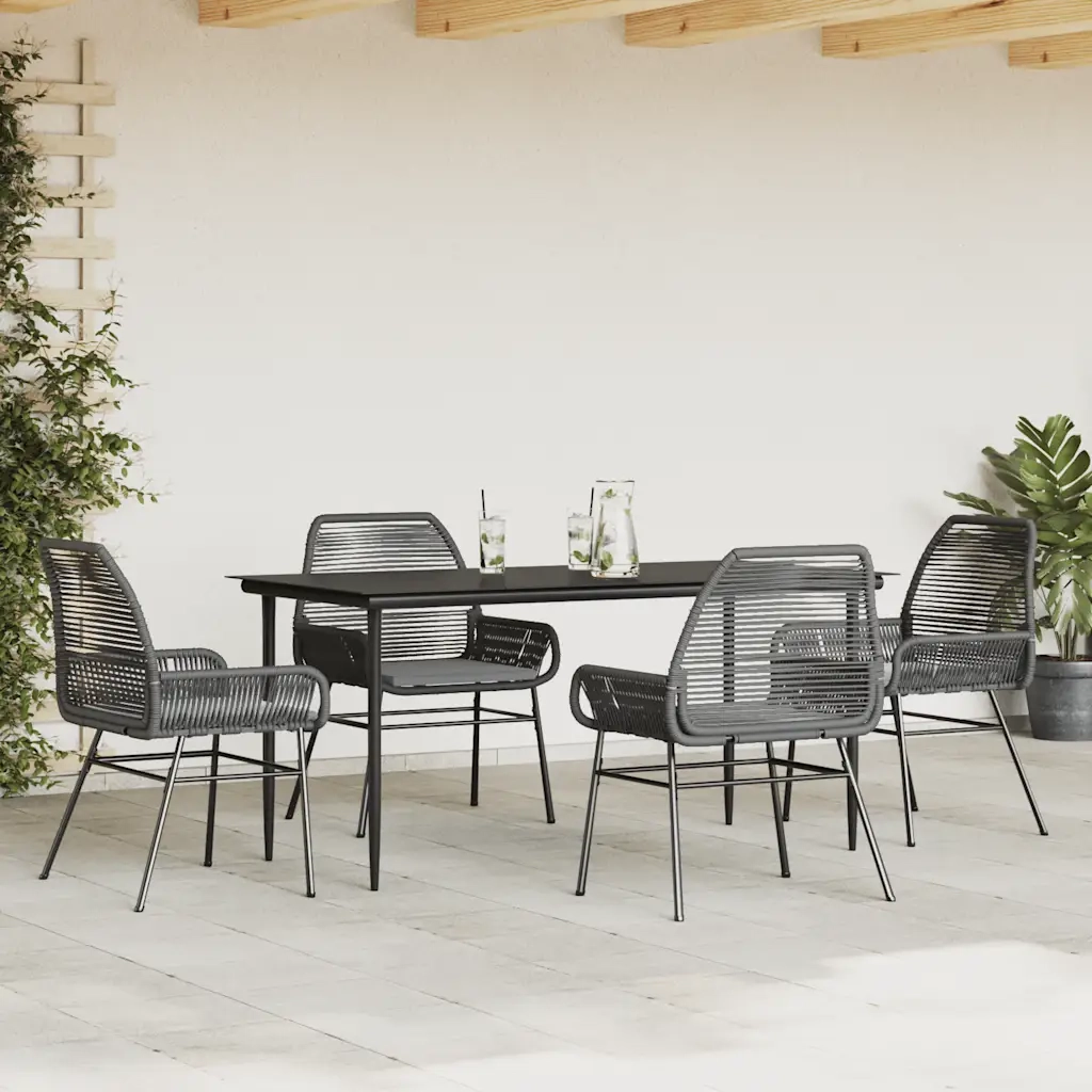 Set da Pranzo da Giardino con Cuscini 5 pz Polyrattan Vetro 3334467