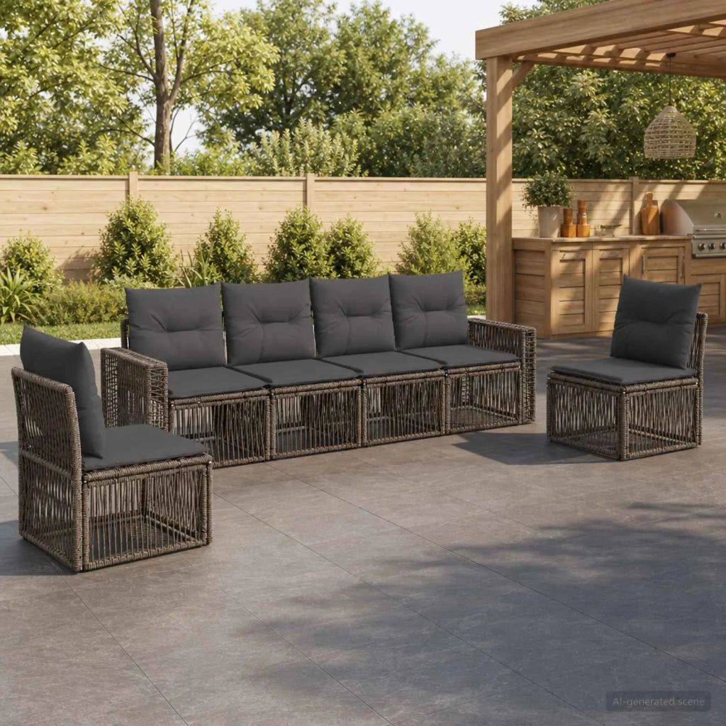 Set Divano da Giardino 6 pz Grigio e Grigio Scuro polyrattan 3435086