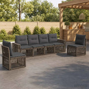 Set Divano da Giardino 6 pz Grigio e Grigio Scuro polyrattan 3435086