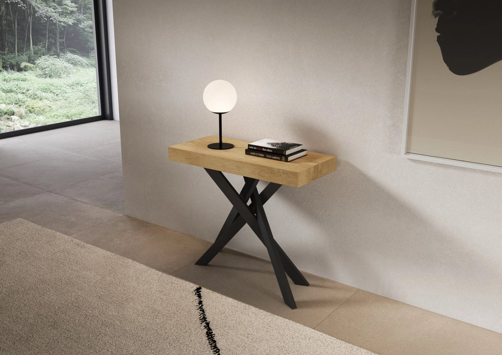 Consolle allungabile 90x40/196 cm Saki Premium Small quercia natura gambe antracite
