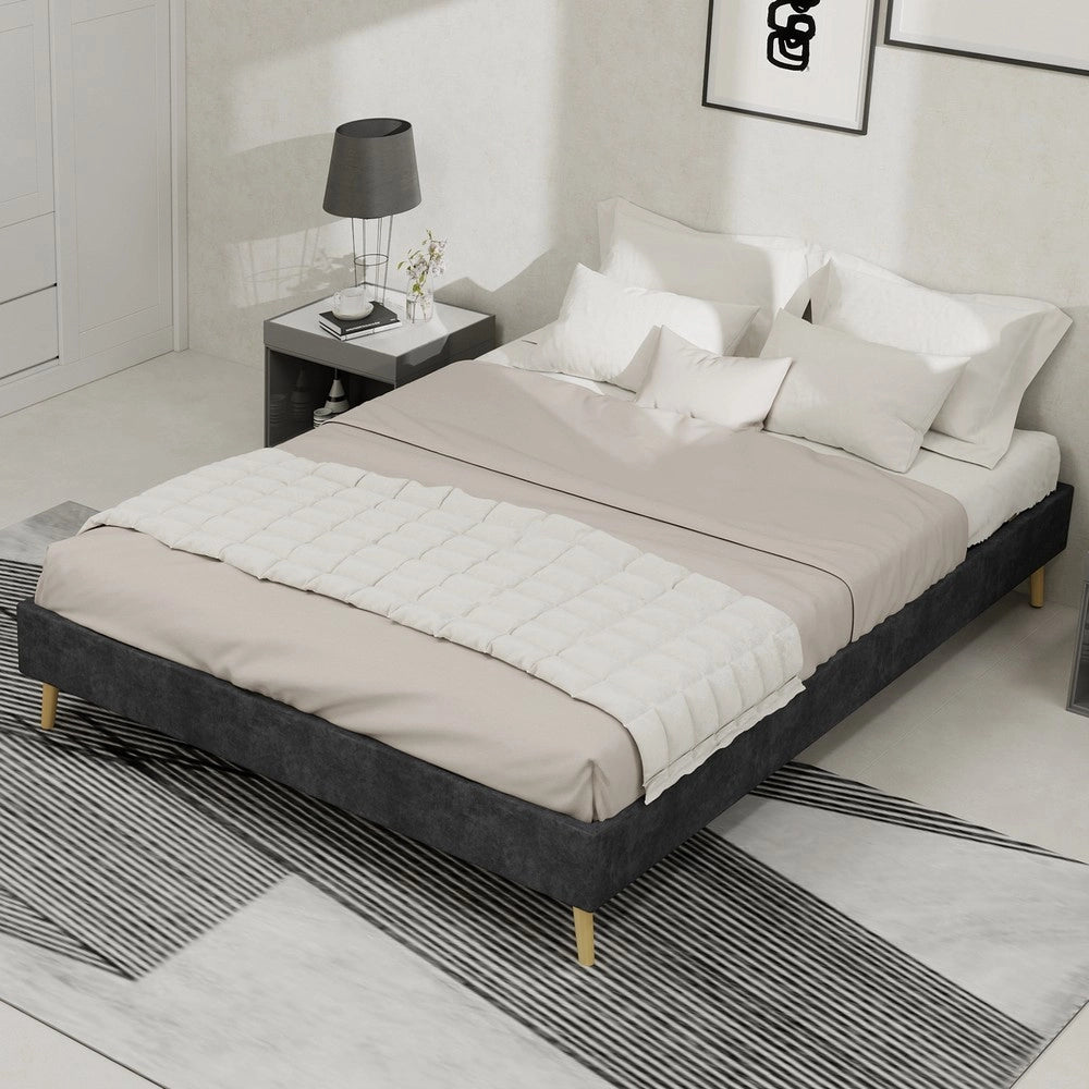 Letto Contenitore ¨C MINIMAL ¨C Velluto Grigio 140x200