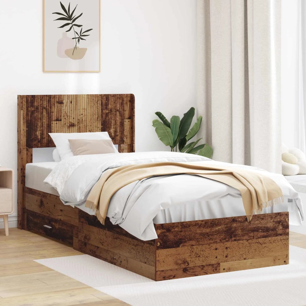 Struttura del letto con stoccaggio e testata Legno antico 3414513
