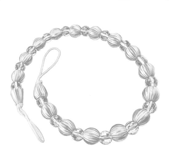 Tieback 75cm - Corda per tendina - Corda per tenda con applicazioni per pieghe - Accessori per tende moderni - Perle - Cristallo - Argento