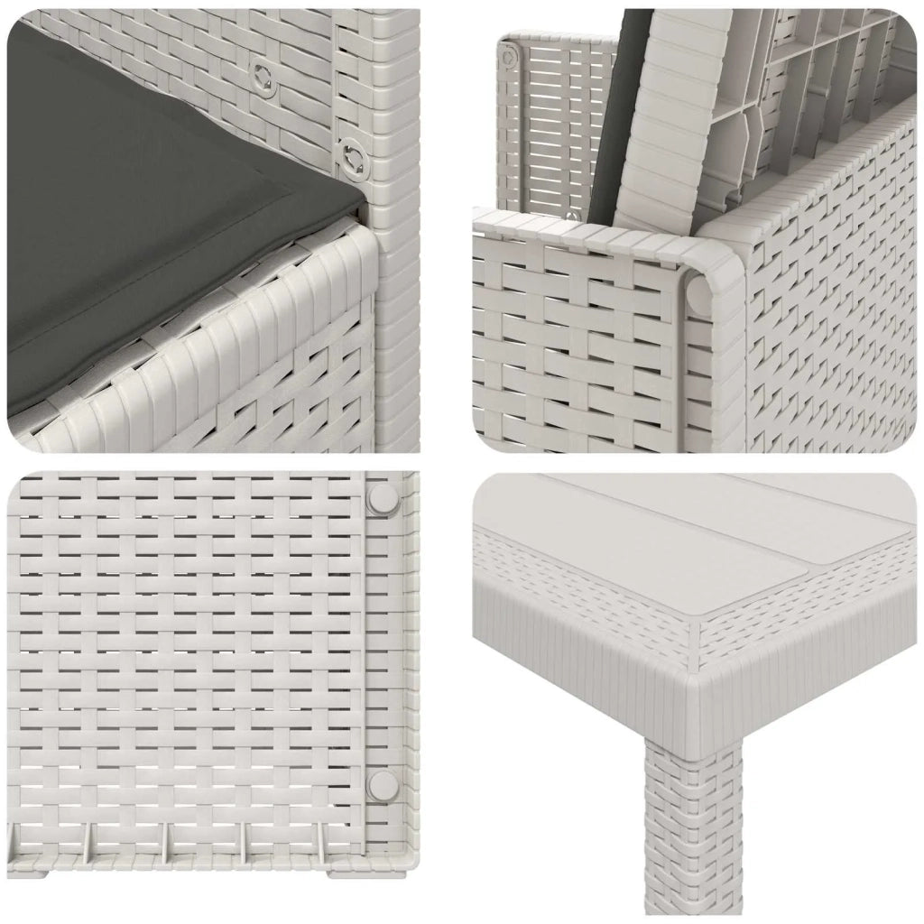 Set da Pranzo per Giardino 9 pcs Bianco e Antracite PP 3430096