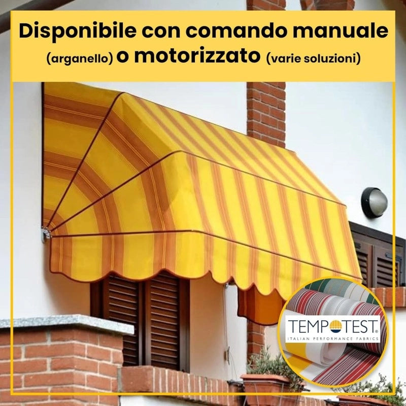 Tenda Sole Cappottina 5 Raggi, Telo PVC Grigio, Larghezza 2 x Sporgenza 1,40, UV-Resistente, Impermeabile - Giardino, Balcone