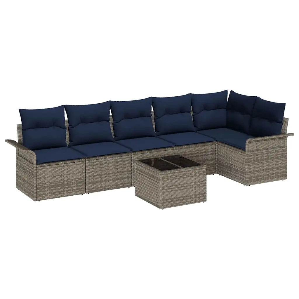 Set Divano da Giardino 7 pcs Grigio polyrattan 3354064