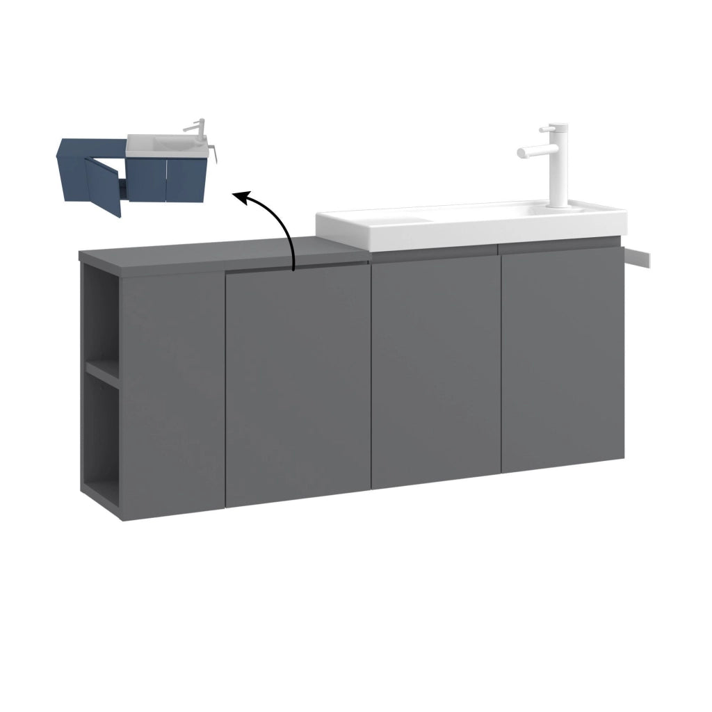 Mobile lavabo "Ferla 110" - 110 x 22 x 45 cm - Grigio opaco
