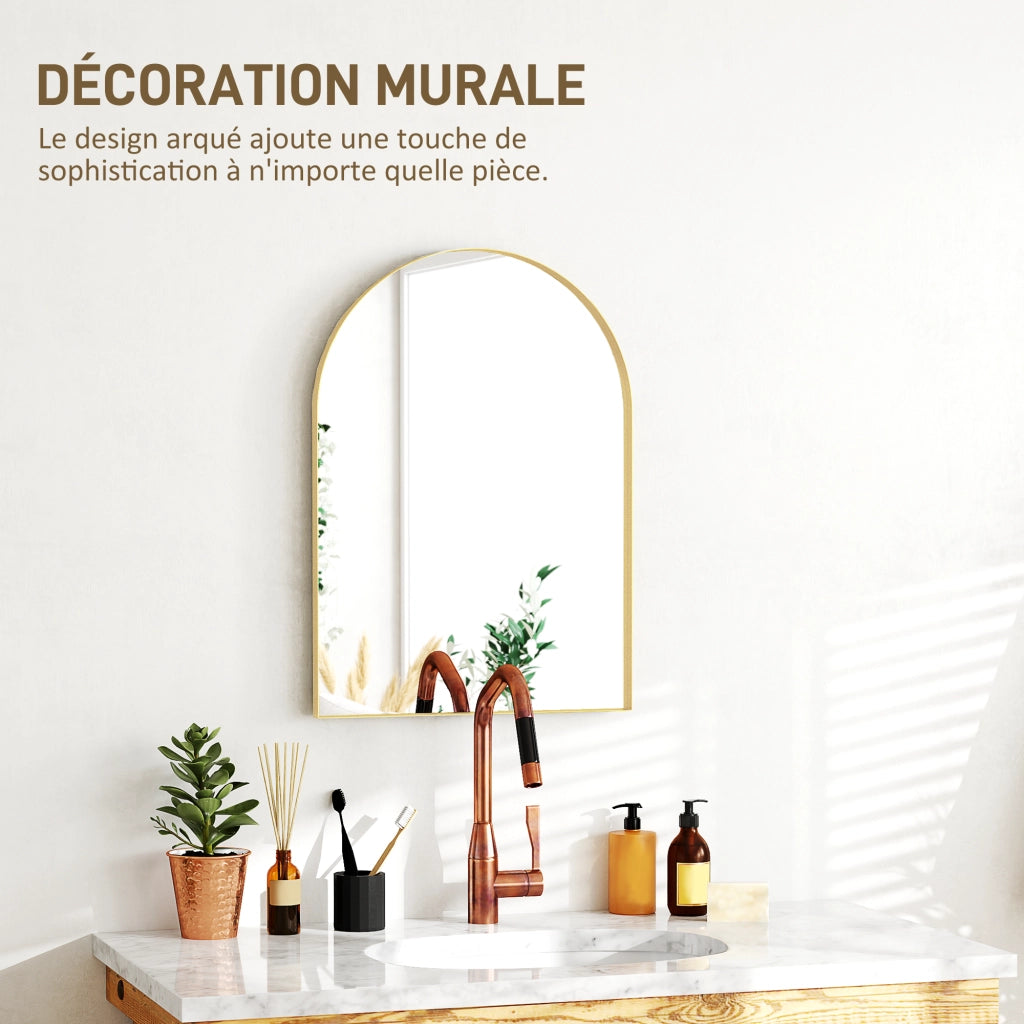 Specchio da Bagno con Cornice in Alluminio ¨C Minimal ¨C Oro 50x70 cm