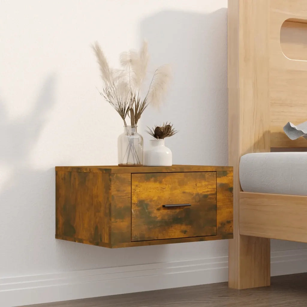 Comodini a Muro 2 pz-Set di 2 Tavolino da notte Rovere Fumo 50x36x25 cm
