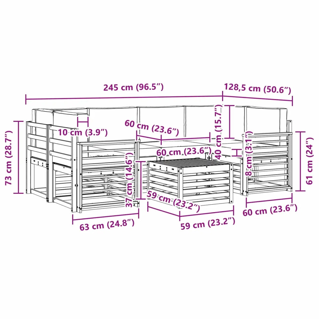 Set divani Legno di Acacia Massello 3391488