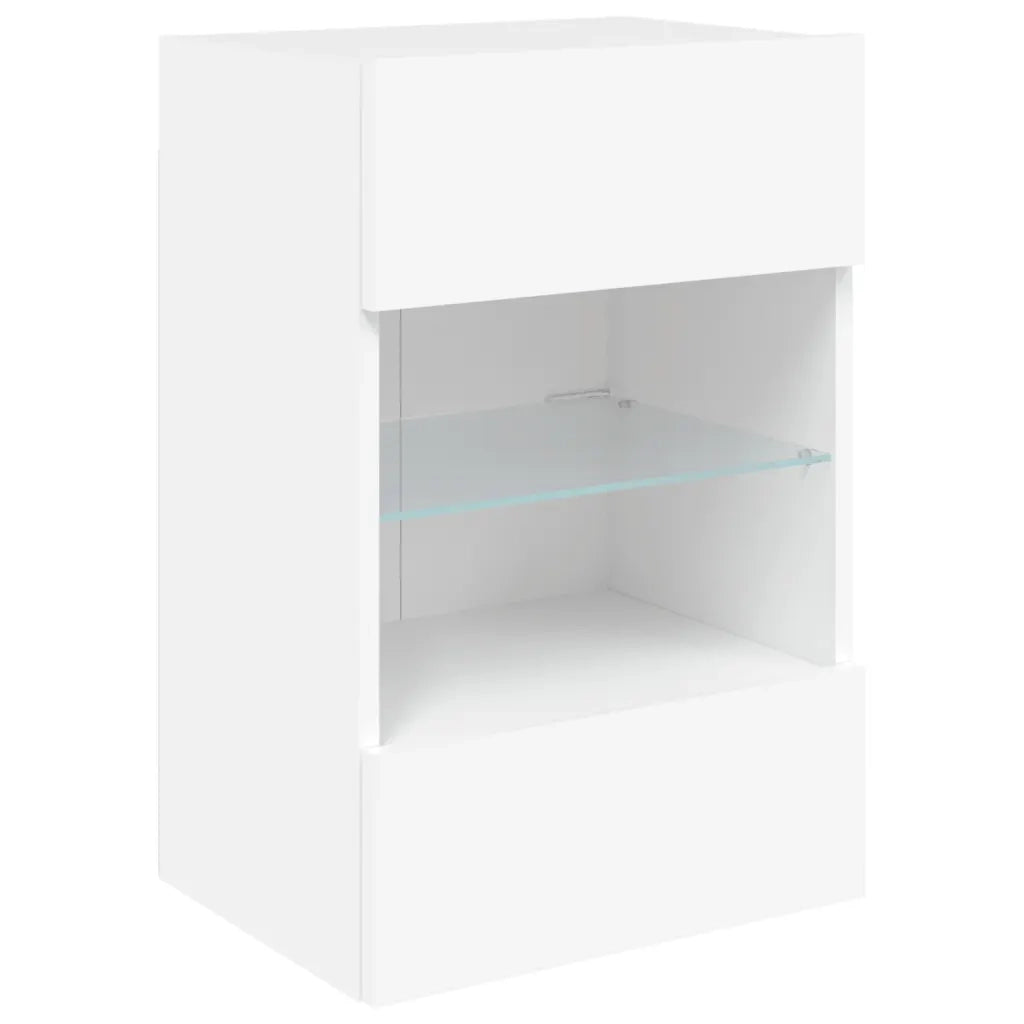 Mobile TV a Parete con Luci LED-Mobile TV a Muro Bianco 40x30x60,5 cm