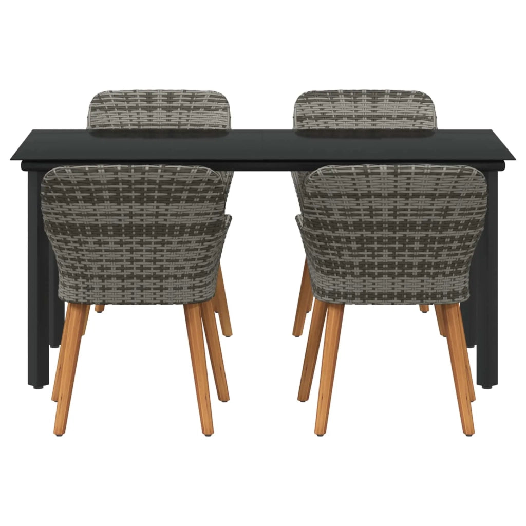 Set da Pranzo per Giardino con cuscino 5 pcs Grigio polyrattan