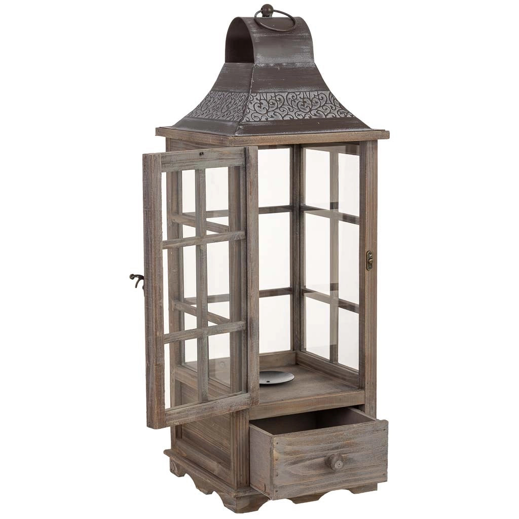 Lanterna in legno 24x24x68h cm