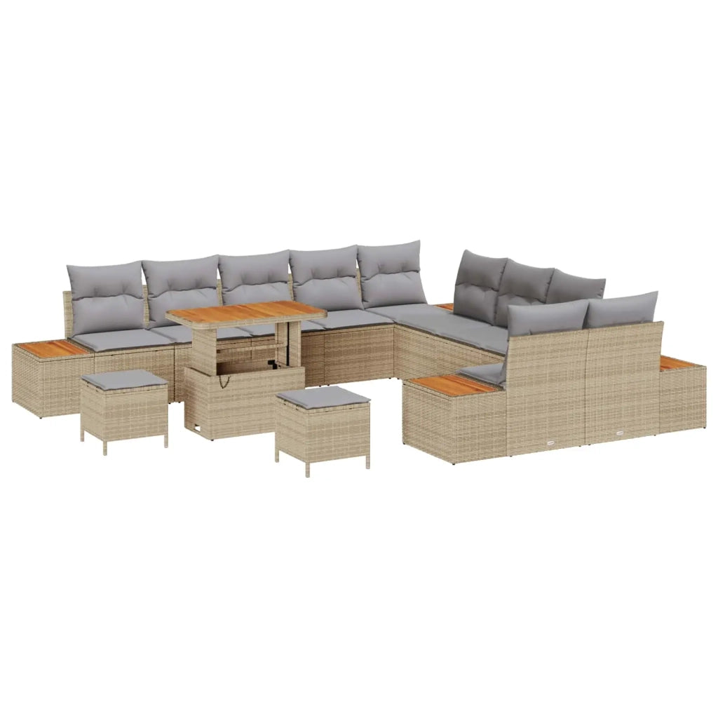 Set Divano da Giardino con cuscino 13 pcs Beige e Grigio Chiaro 3363367