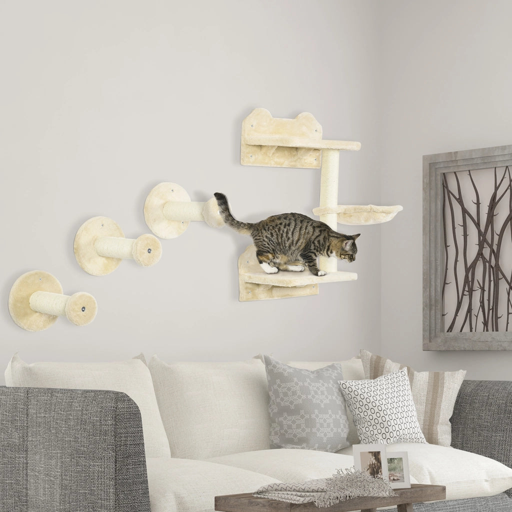 Casa per gatti con scala e amaca ¨C Minimal ¨C beige e cremewei? 40x28x73 cm