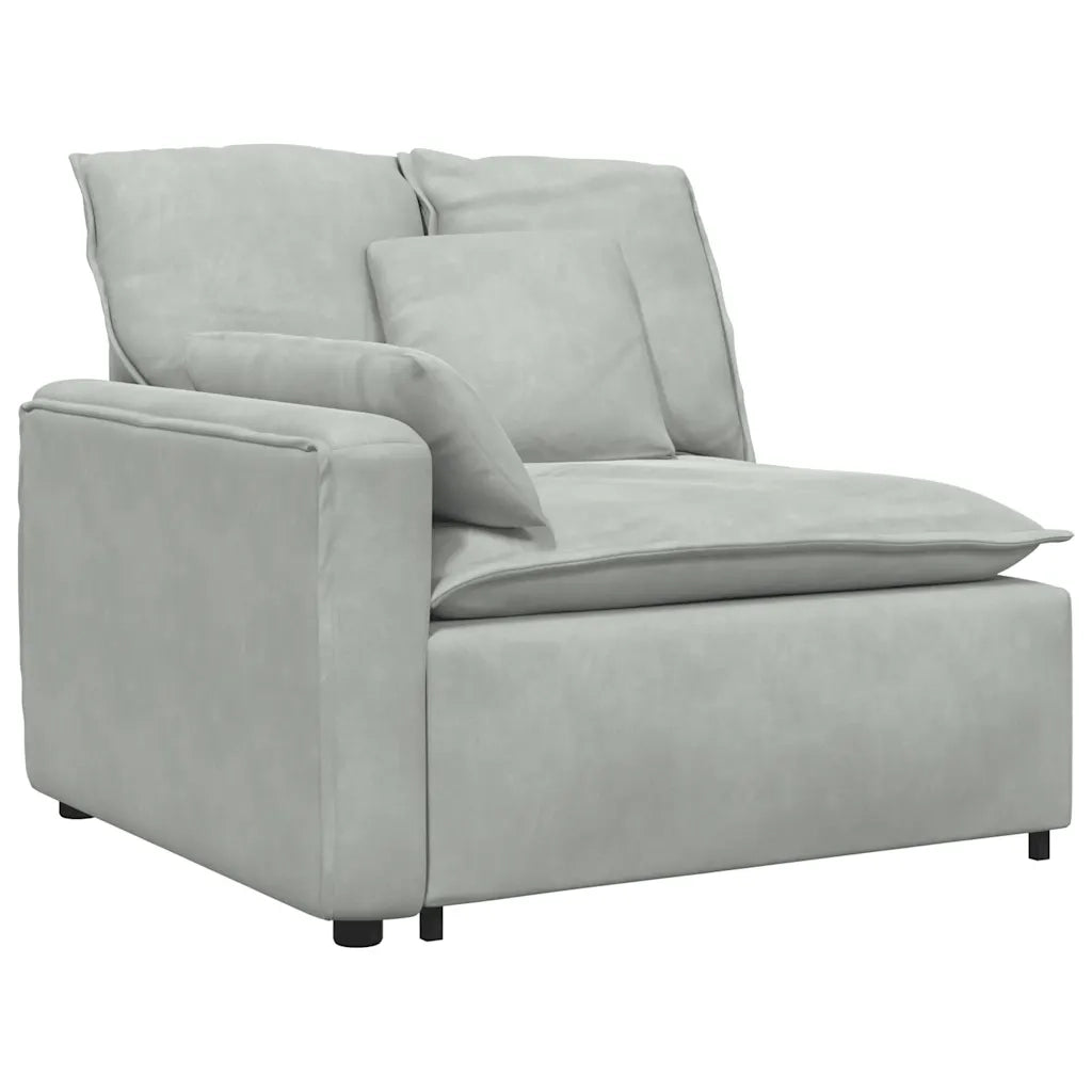 Divano Modulare con Cuscini in Velluto Grigio Chiaro 3321328