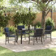 Set da Pranzo per Giardino 5 pcs Grigio e Nero Rattan
