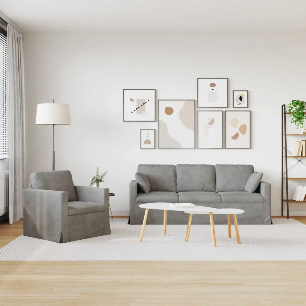 Set di divani 2 pcs Grigio chiaro 198 x 78 x 80 cm Velluto 3407595