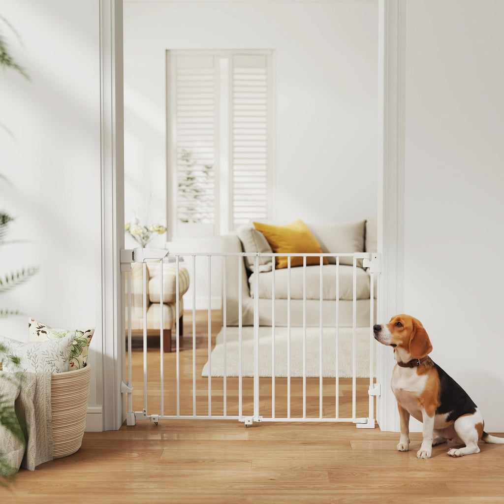Cancelletto di Sicurezza per Cani ¨C Xylo ¨C 74.5-111.5x74.5 cm, Bianco