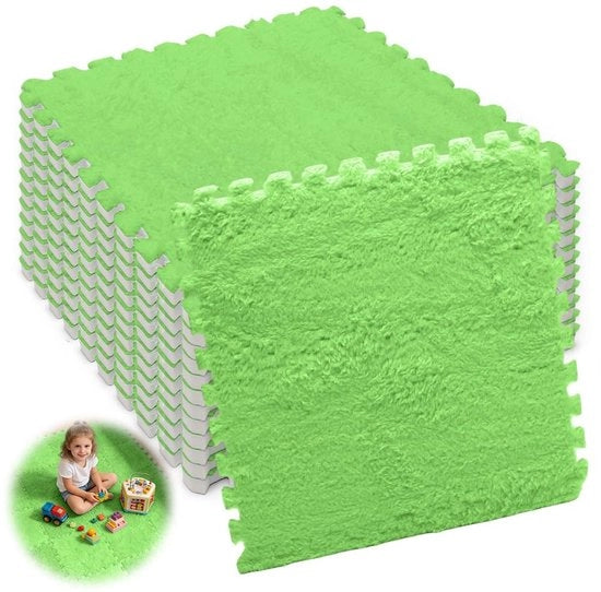Tegole da pavimento in schiuma espansiva, 12 pezzi, 30 x 30 x 1 cm, per soggiorno e camera da letto (verde)