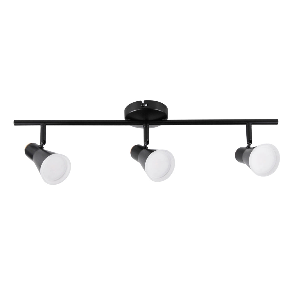 Lampada parete/soffitto LED orientabile 3 luci nera 3000K