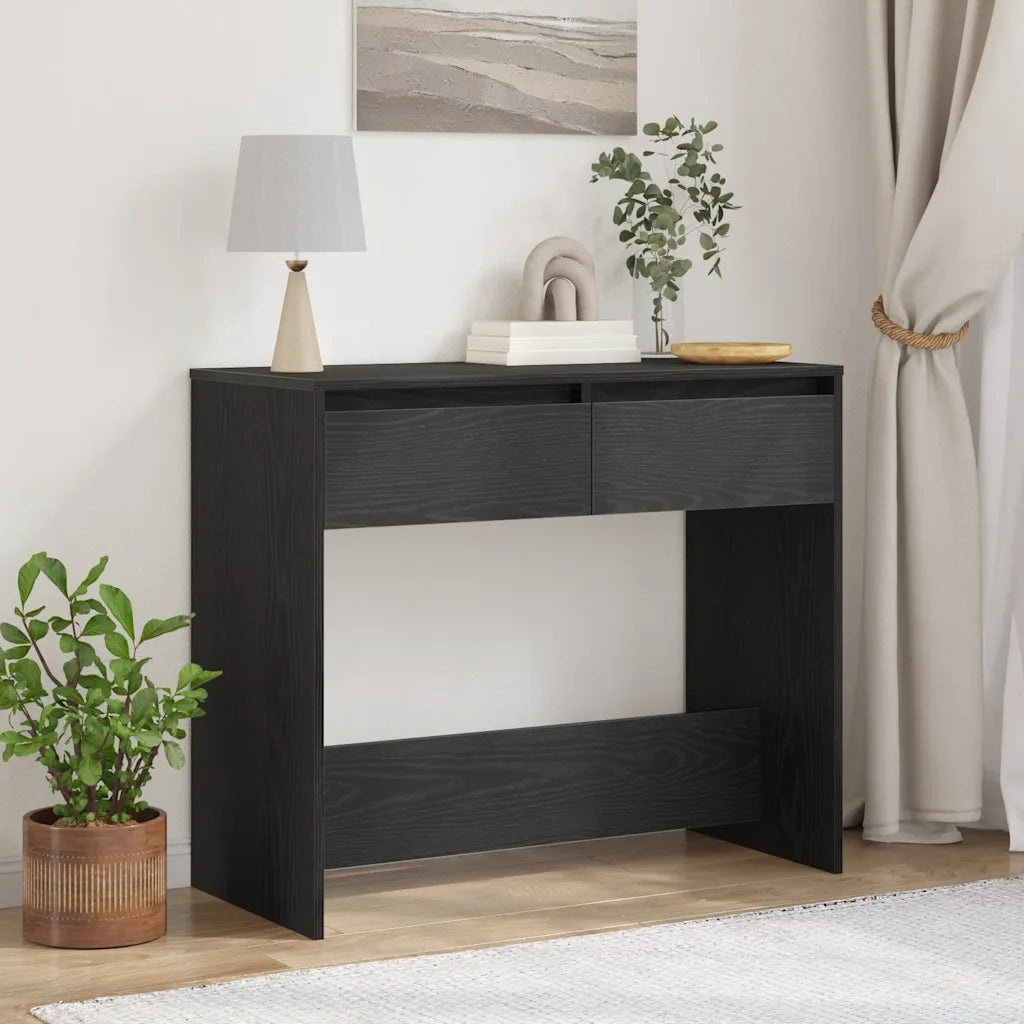 Tavolino Consolle Rovere Nero 89x41x76,5cm Legno Multistrato 862081