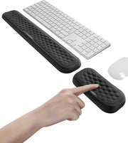 Sostegno per tastiera e mouse, sostegno al polso, sostegno al polso ergonomico in schiuma di poliuretano per ufficio e giochi, nero.