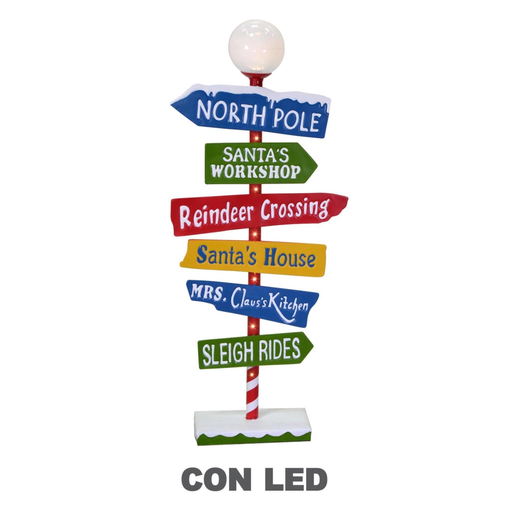Cartello metallo indicazioni led multicolor cm46x16,5h106,5