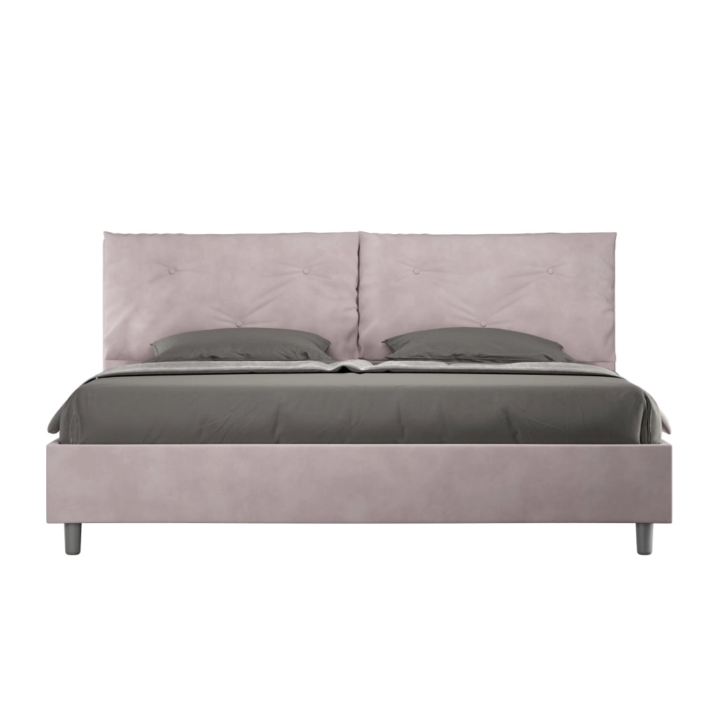 BS COM Letto matrimoniale king size senza rete imbottito 200x200 microfibra glicine