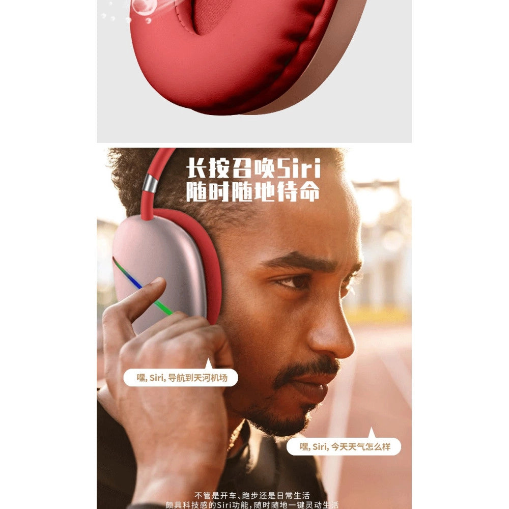 Trade Shop - Cuffie Q-max10 Stereo Wireless Ricaricabili Usb Bluetooth Con 7 Luci Led Colorate -