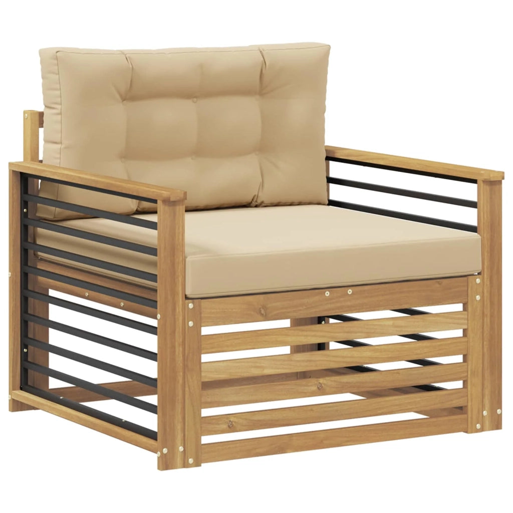 Divano da esterno Poliestere Bianco e beige 3439150