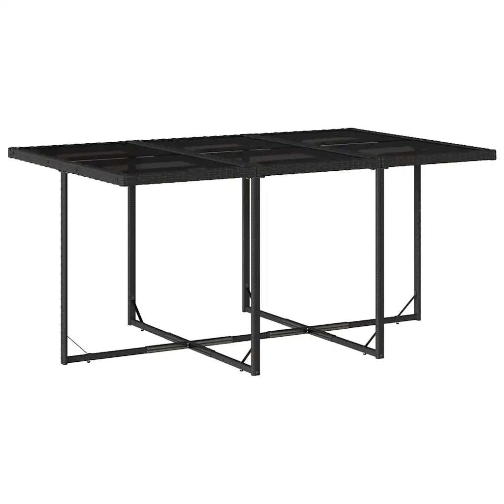 Set da Pranzo da Giardino 7 pz Nero con Cuscini in Polyrattan 3210907