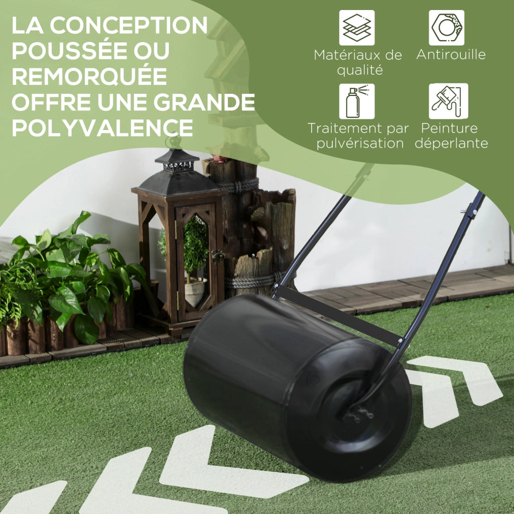 Rullo da giardino riempibile ¨C Minimal ¨C nero 60x32x105 cm