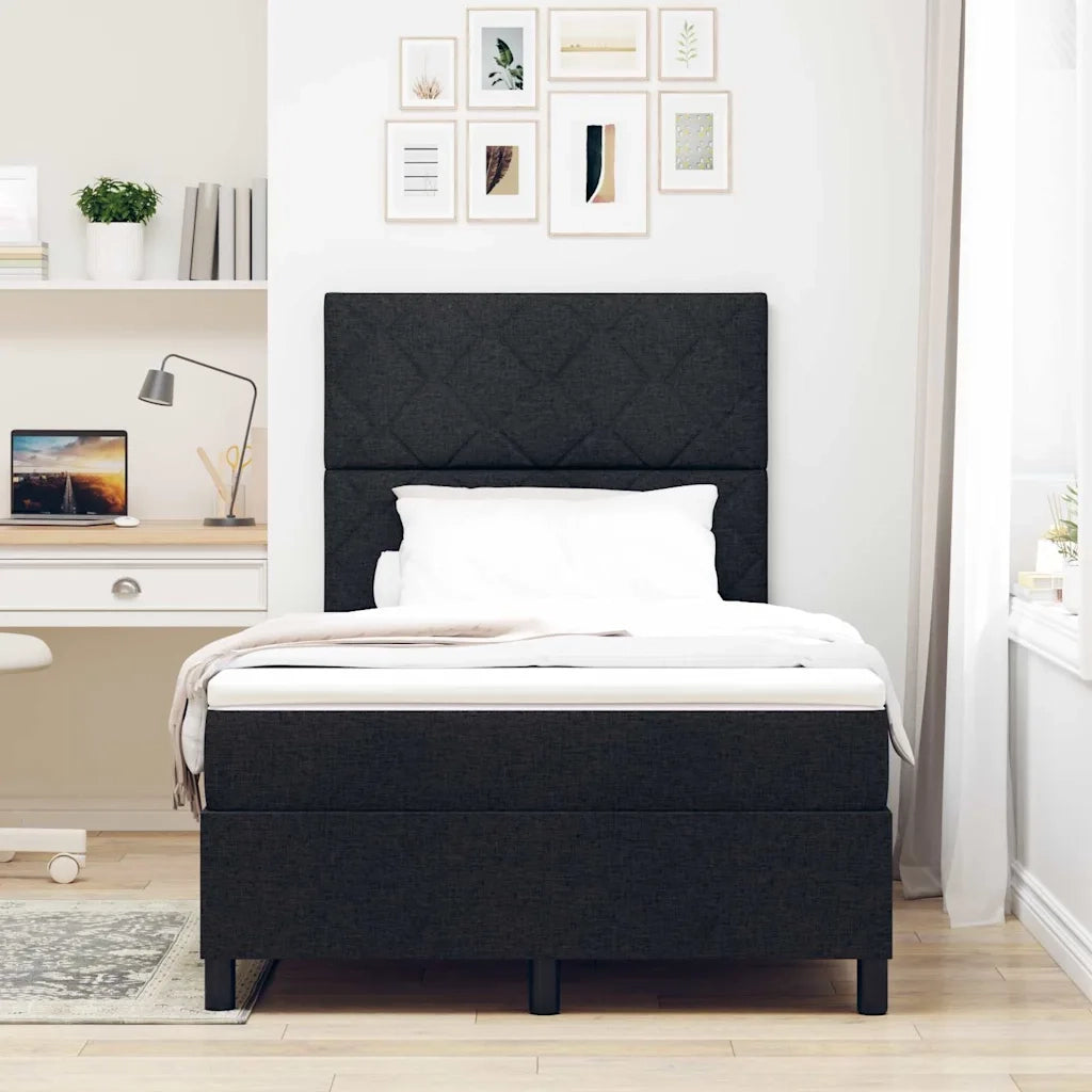 Letto a molle con materasso Nero 120 x 190 cm Tessuto 3339450