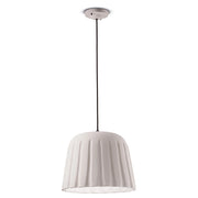 Sospensione Piccola Vintage Decò Madame Gres Ceramica Bianco 1 Luce E27
