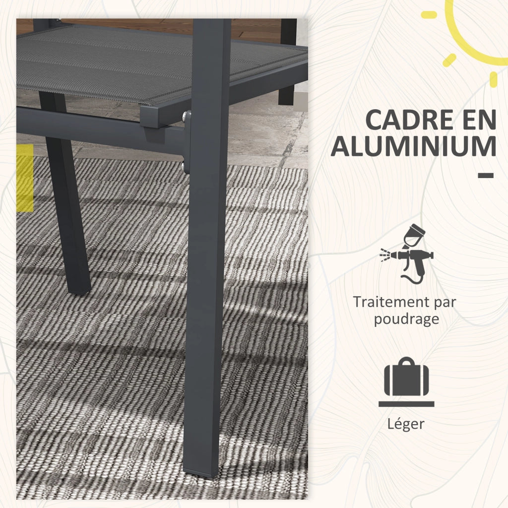 Sedia da giardino impilabile ¨C Minimal ¨C alluminio e textilene, con braccioli, 4 pezzi