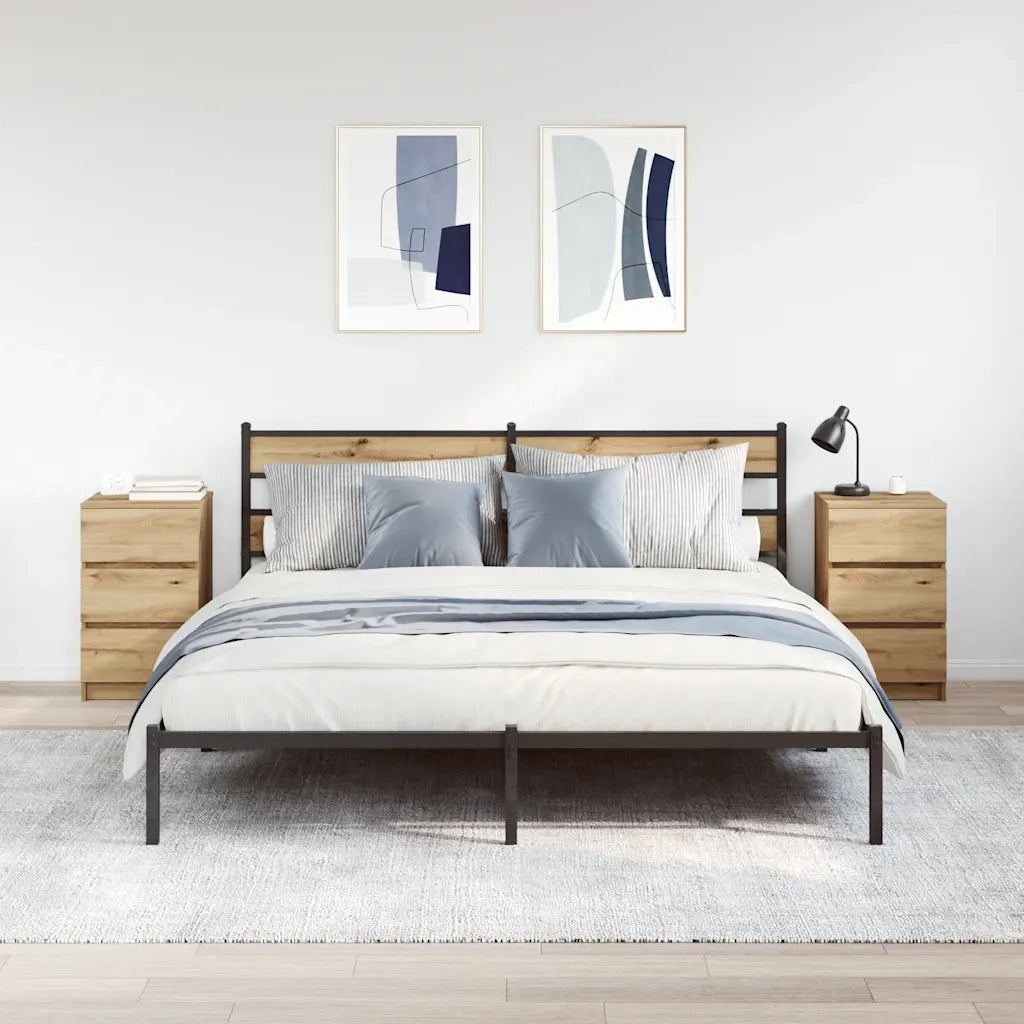 Comodini con 3 Cassetti 2 pz Rovere Artigianale 39x35x65 cm 861354