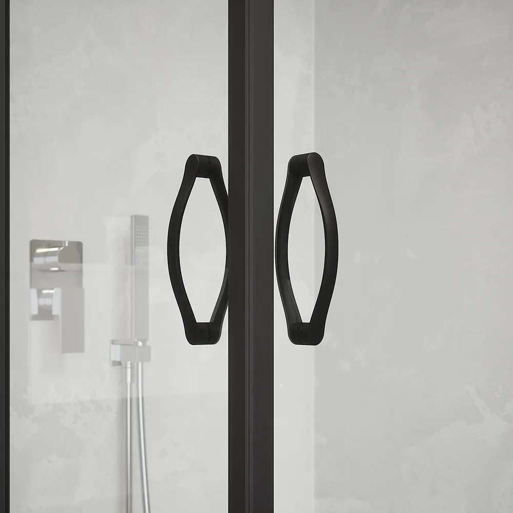 Box doccia angolare 75x75 cm trasparente 4 mm profili neri | Willis